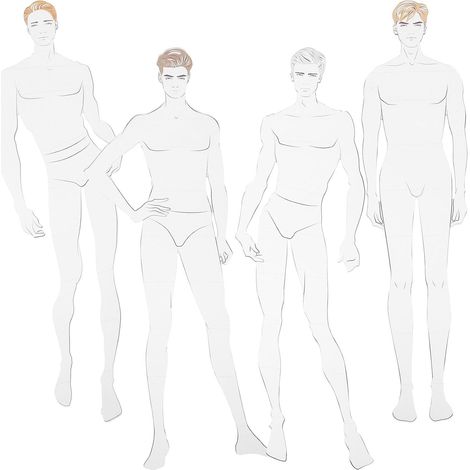 Gabarit de Dessin de Mannequin Homme pour Mode 4 Pièces en Plastique Blanc Outil de Conception pour Vêtements, Rendu Réaliste des Tenues, Usage pour Designers Masculins (1/5)