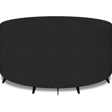 Housse Table Jardin Ronde - Tissu Oxford 210D Imperméable Anti-UV Coupe-Vent - Pour Table Patio 4 à 6 Places - 130 x 70 cm - Noir