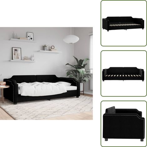 The Living Store Sofá cama sin colchón tela negro 90x200 cm - Sofá cama sin colchón