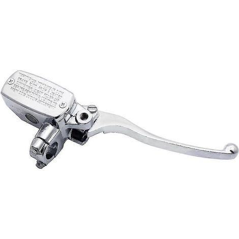 Maître-cylindre de frein hydraulique avant 7/8" (22 mm) pour moto, argenté, avec levier de frein à disque universel gauche/droite et contacteur de frein M10 (droit). (1/5)