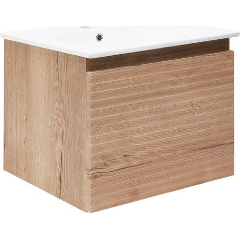 Naturel Badezimmermöbel mit Waschbecken Savona Natural 58x43x44,8 cm Halifax-Eiche matt (SAVONA60DH)