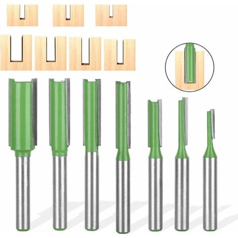 Fraise Droite Defonceuse Routeur à Simple Duble Flûte pour Carbure de TungstèNe Outil 7 Pièces 6mm Bois (1/4)