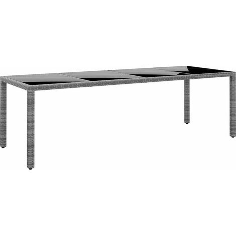Tavolo Giardino Grigio 250x100x75cm Vetro Temperato Polyrattan vidaXL (1/5)