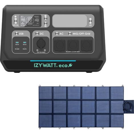 Station électrique IZYWATT.eco 2048Wh injection réseau + panneau solaire pliant 400W - Orium