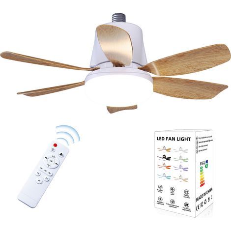 Ventilateur de Plafond Silencieux avec Lumière E27, Télécommande, Intensité Variable et Température de Couleur Réglable, Ventilateur Moderne pour Chambre, Salon et Bureau (1/5)