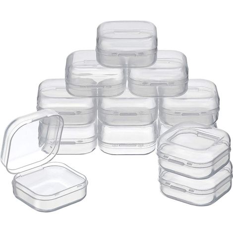 Lot de 12 boîtes de rangement en plastique transparent avec couvercle, boîtes de tri pour bureau et bricolage (1/5)