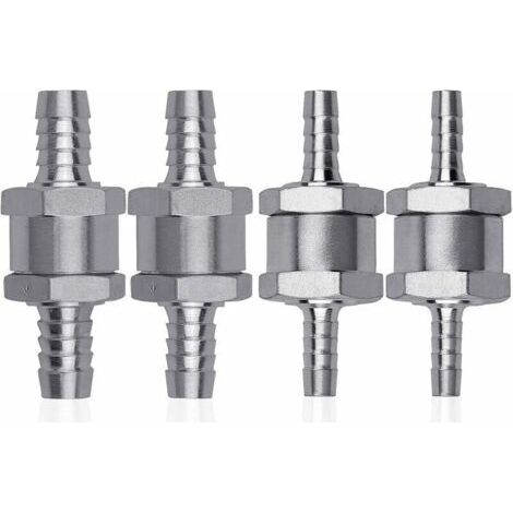 4 Pcs Clapet Anti-retour Gasoil en Alliage d'aluminium, 6/8/10/12mm Clapet de Carburant avec Flèche pour Essence Diesel Voiture Bateau Moto