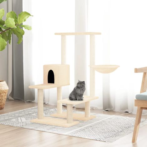 Arbre à chat,Tour à chat tout-en-un avec griffoirs en sisal Crème 94,5 cm -BN3773 (1/4)