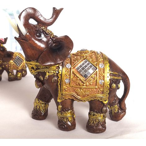 Statue d'éléphant, sculpture porte-bonheur, Feng Shui, grain de bois, 3D (1/5)