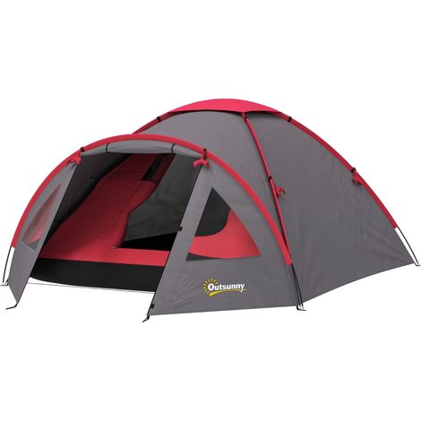Tente dôme 3 personnes légère imperméable protection UV 50+ auvent porte fenêtre tapis de sol colonne d'eau 2000 mm