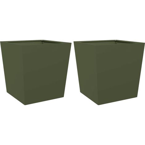 Fioriera rialzata per aiuole fioriere giardino terrazze set 2 olivo 50 x 50 x 50 cm acciaio verde 020039087