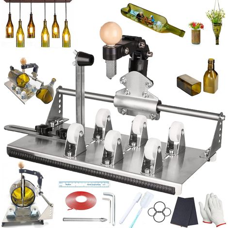Coupe-Bouteille en Verre amélioré pour Toutes Les Formes, kit de Coupe-Verre Multifonctionnel avec Accessoires complets, adapté à la bière, au Whisky, au vin et au Champagne