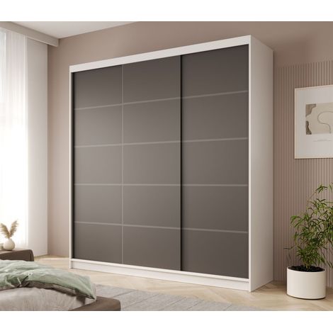 Schiebetürenschrank Schrank Nr.445 in Weiß- Schwarz matt 200x215x58 cm (1/4)