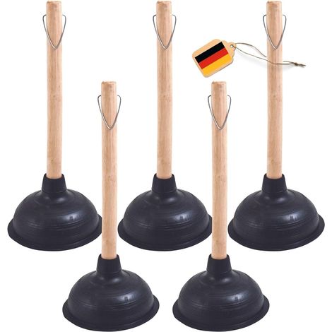 Déboucheur de WC Novaliv 5X Ø 140 mm ventouse déboucheur WC avec manche en bois Déboucheur WC d'un diamètre de 14,5 cm IDÉAL comme déboucheur pour