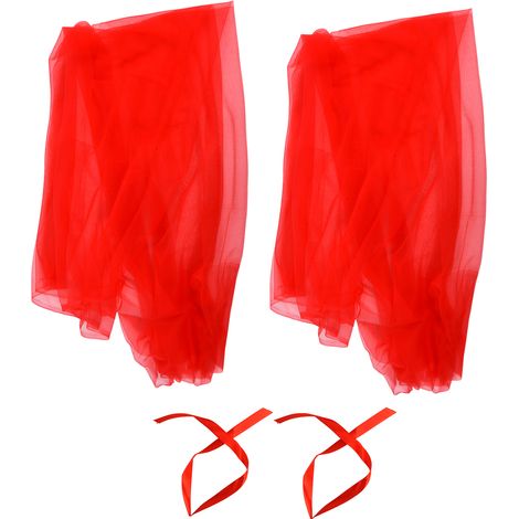 Soavoa Housses de Chaise en Tulle Rouge, Décoration Élégante pour Mariage et Anniversaire, Léger et Confortable, Lot de 2 (1/4)