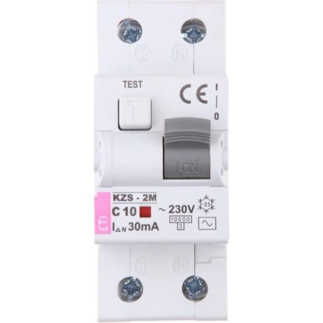 Interruttore differenziale 2P 10A C 0,03A tipo AC KZS-2M 002173122