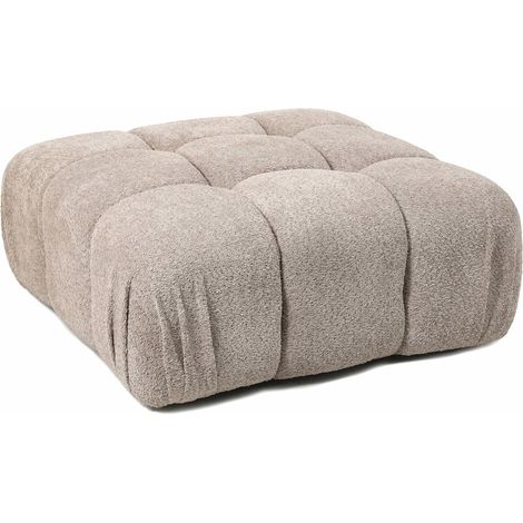 Pouf modulable en tissu effet laine coloris taupe élégant - taupe effet laine (1/2)