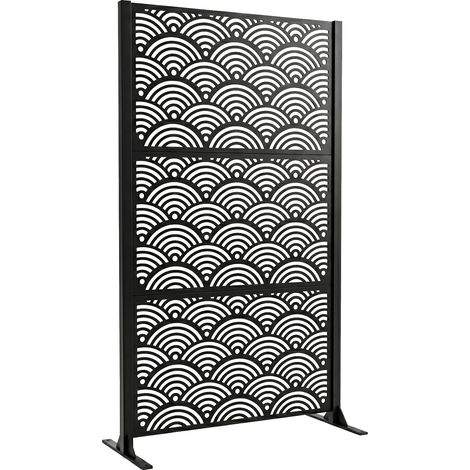 Nami - Pannello Frangivista Separè 100x180x30 cm da Esterno in Metallo Nero