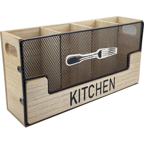 Porte-couverts en bois 4 compartiments rangement dcoratif pour ustensiles de cuisine idal pour couleurs multiples ABRI DE JARDIN (1/5)