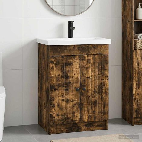 vidaXL Badezimmermöbel-Set Geräucherte Eiche 56 x 37,5 x 81 cm (1/5)
