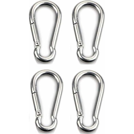 Mousqueton à fixation 4 pièces pour usage intensif, sports, chiens de verrouillage, hamac à balançoire, acier inoxydable 304, épaisseur 8 mm (1/3)