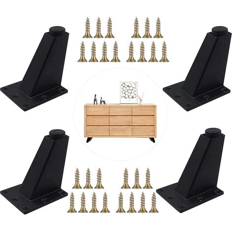 4 Pieces Adjustable Feet Furniture Legs Kitchen Legs Worktop Bar TV Desk Table Legs, Aluminum Alloy Furniture Feet, for Sofa Table Cabinets Shelves, Easy to Install, Black