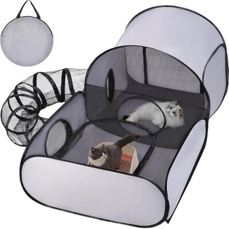 Tunnel pieghevole per gatti - Recinto per gattini - Recinto per animali domestici leggero - Giocattolo resistente per gatti - Ideale per casa, campeggio e viaggi (1/5)