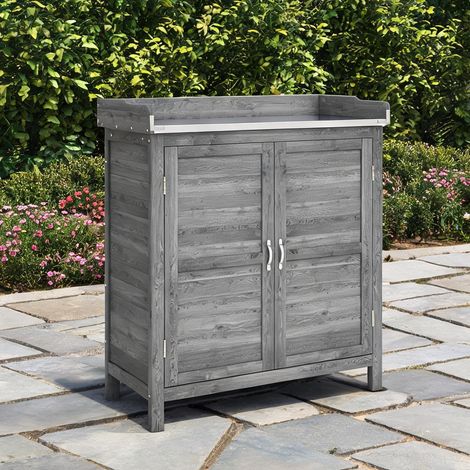 Chariot de jardin grau en tannenholz Metall 83 x 40 x 92 cm (1/5)