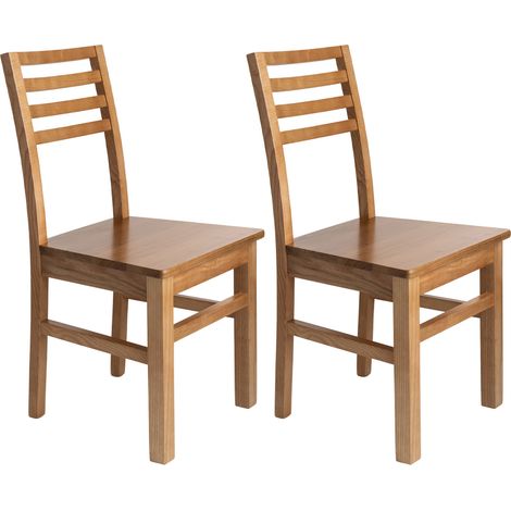 Lot de 2 chaises en hêtre chêne clair assise bois - LOUISE