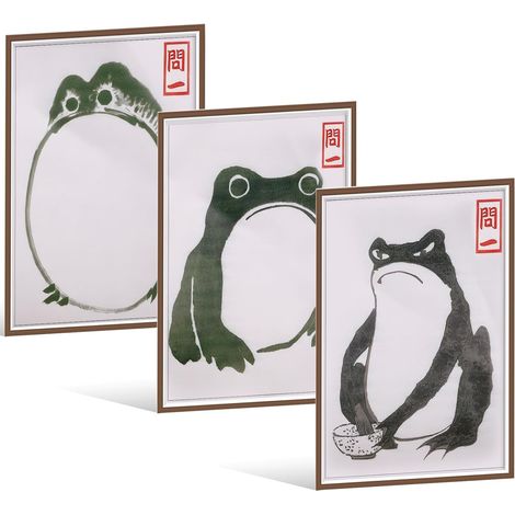 Ensemble d'affiches - Décoration murale de grenouille japonaise - Ensemble de tableaux vintage - Art japonais pour décoration murale - Impression artistique japonaise - Affiche (1/5)