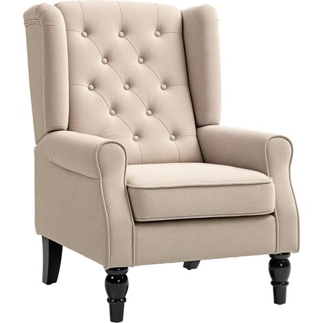 Fauteuil Lounge Style Français, Assise rembourrée et coussins en velours glacé, 74x86x102 cm, Beige pour votre salon chic.