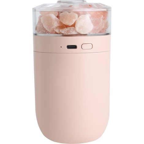 Umidificatore d'aria portatile e compatto, umidificatore per auto USB, umidificatore da tavolo personale con pietra di sale, 230 ml, luce colorata, purifica l'aria, elimina gli odori