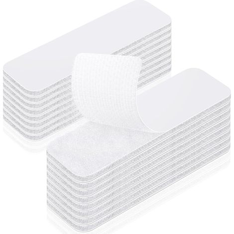Scratch Autocollant Double Face Extra Fort, 16 Pièces Tampon Adhésif Crochet et Boucle, Bande Adhésif Puissant Double Face, Bande Scratch Pour La Maison, Bureau, Blanc, 30mm×100mm (1/5)