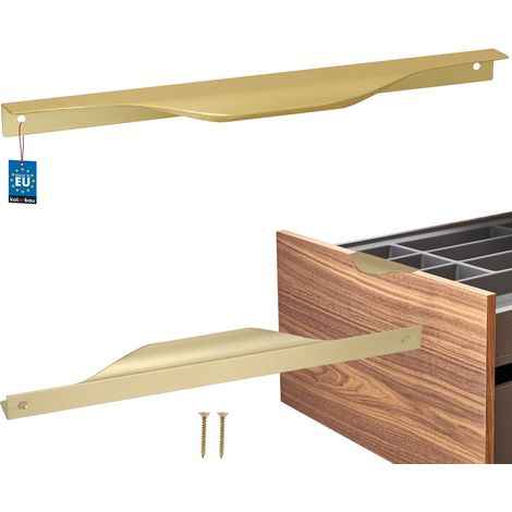 Tirador de muebles Modern Edge de aluminio color oro mate de 256/276 mm.