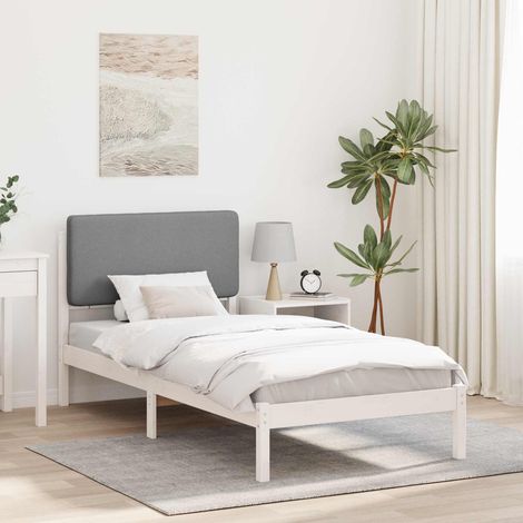 Bettgestell mit gepolstertem Kopfteil Hellgrau 75 x 190 cm