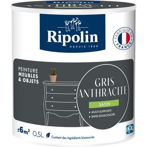 Peinture meubles et multi‑surfaces Ripolin Satiné Gris anthracite 0,5 L (1/4)