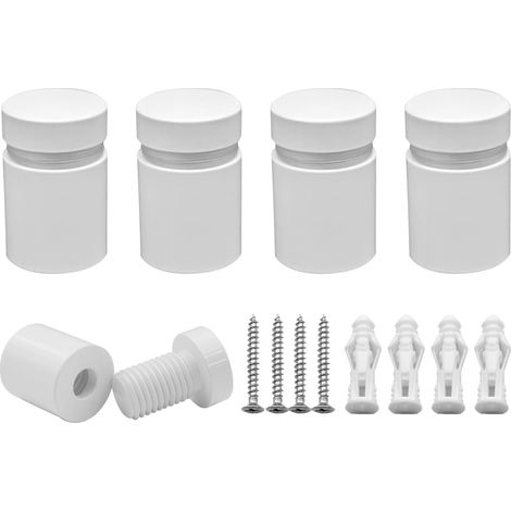 12x12mm 4PCS Aluminium Solide Panneau Entretoise Vis pour Acrylique Publicité Vis Fixation Murale Entretoises Supports Panneaux d’affichage en verre (électrophorèse blanche) (1/5)