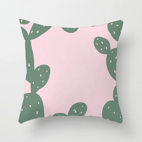 Taie D'oreiller - Coton Linen - Imprimé Cactus - Double Face - Pour Canapé Chaise Bureau Lit Voiture - 40x40 cm (1/5)