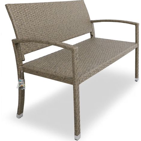 Banc de jardin 122 x 90 x 55 cm en polyrotin 2 places (1/5)