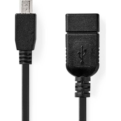Adattatore usb usb 20 mini 5 pin maschio usb a femmina 480 mbps otg 020 m tondo placcato nickel nero scatola