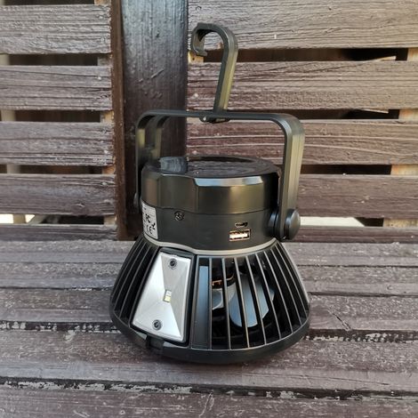 Ventilatore a energia solare con funzione repellente per zanzare, luce LED portatile, ricaricabile, ideale per campeggio e attività all'aperto. (1/5)