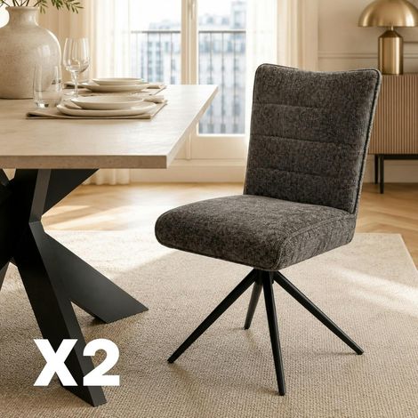Chaise pivotante anthracite en tissu texturé (x2) RIVANO (1/5)