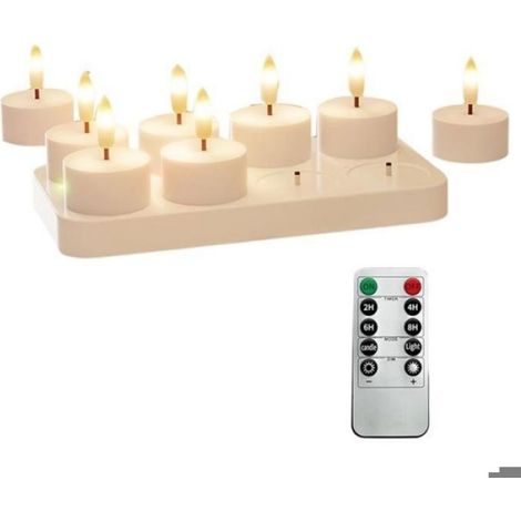 Bougie Chauffe-Plat - LED Rechargeable - Sans Flamme - Avec Station de Charge et Télécommande - 8 Pièces - 1,5 x 2 Pouces (1/5)