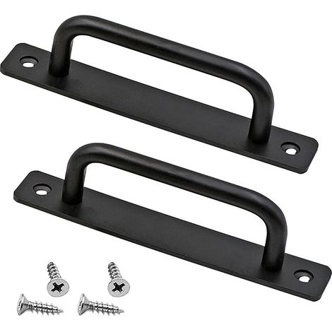 Poignée de porte, poignée de porte de grange robuste, 2 pièces, poignée de porte coulissante, poignées de porte à pousser avec plaqu (1/5)