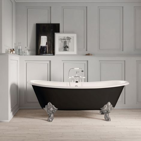Bañera de Hierro BRADFORD negro con patas cromadas  180 cm