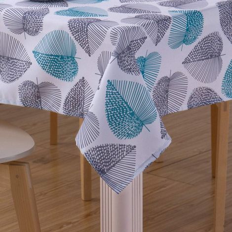 Nappe rectangulaire de cuisine en tissu anti-taches à motif feuilles, lavable, facile d'entretien et résistante, idéale pour les repas à la maison ou les pique-niques (140 x 180 cm). (1/5)