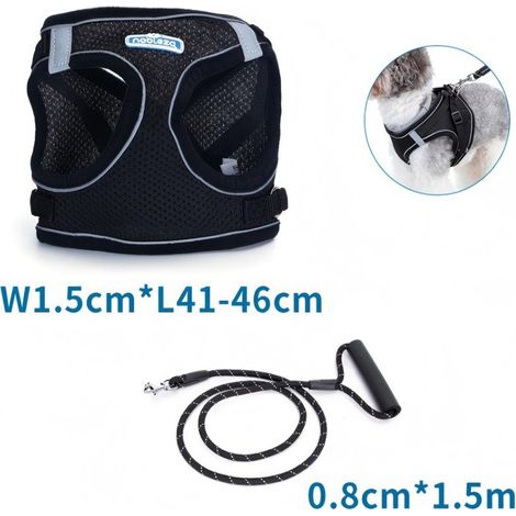 Ensemble harnais de poitrine réfléchissant + laisse de Nobleza pour chiens de taille moyenne (1/4)