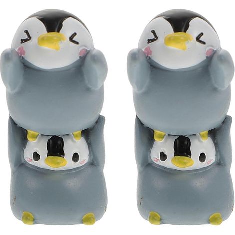 Lot de 2 pingouins décoratifs pour gâteau, jardin, animaux, micro-paysage-3X1.5X1.5CM