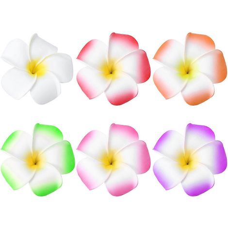 12er-Pack Haarspangen für Hochzeiten, Pony-Haarspangen, Haarspangen mit Blumenmotiven, Frangipani-Haarspangen, weiße Haarspangen mit Blumenmotiven für Mädchen-66CM (1/2)