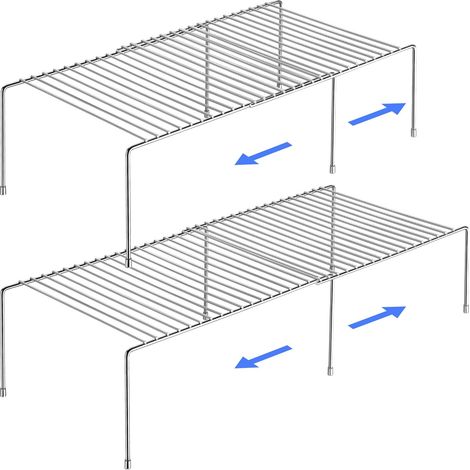 2 Étagère De Rangement, Acier Inoxydable, Extensible 32-58cm, Pour Cuisine, Garde-manger
